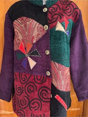 NWT Indigo Moon Patchwork Velvet Paisley Wearable Art Jacket L
